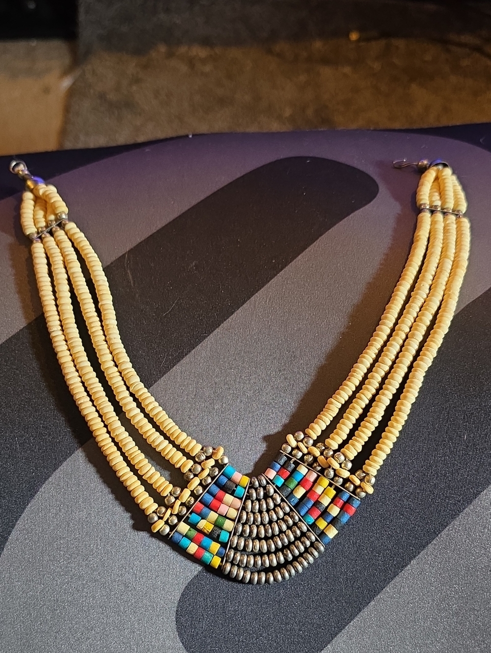 Handmade Yellow Bead Multi-Color Statement Necklace